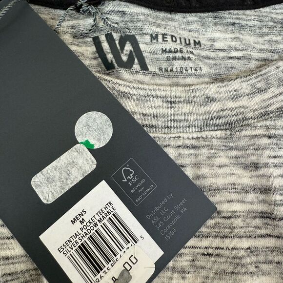 VRST men’s essential pocket silver shadow cotton marble stretch shirt size M NWT - Picture 3 of 6